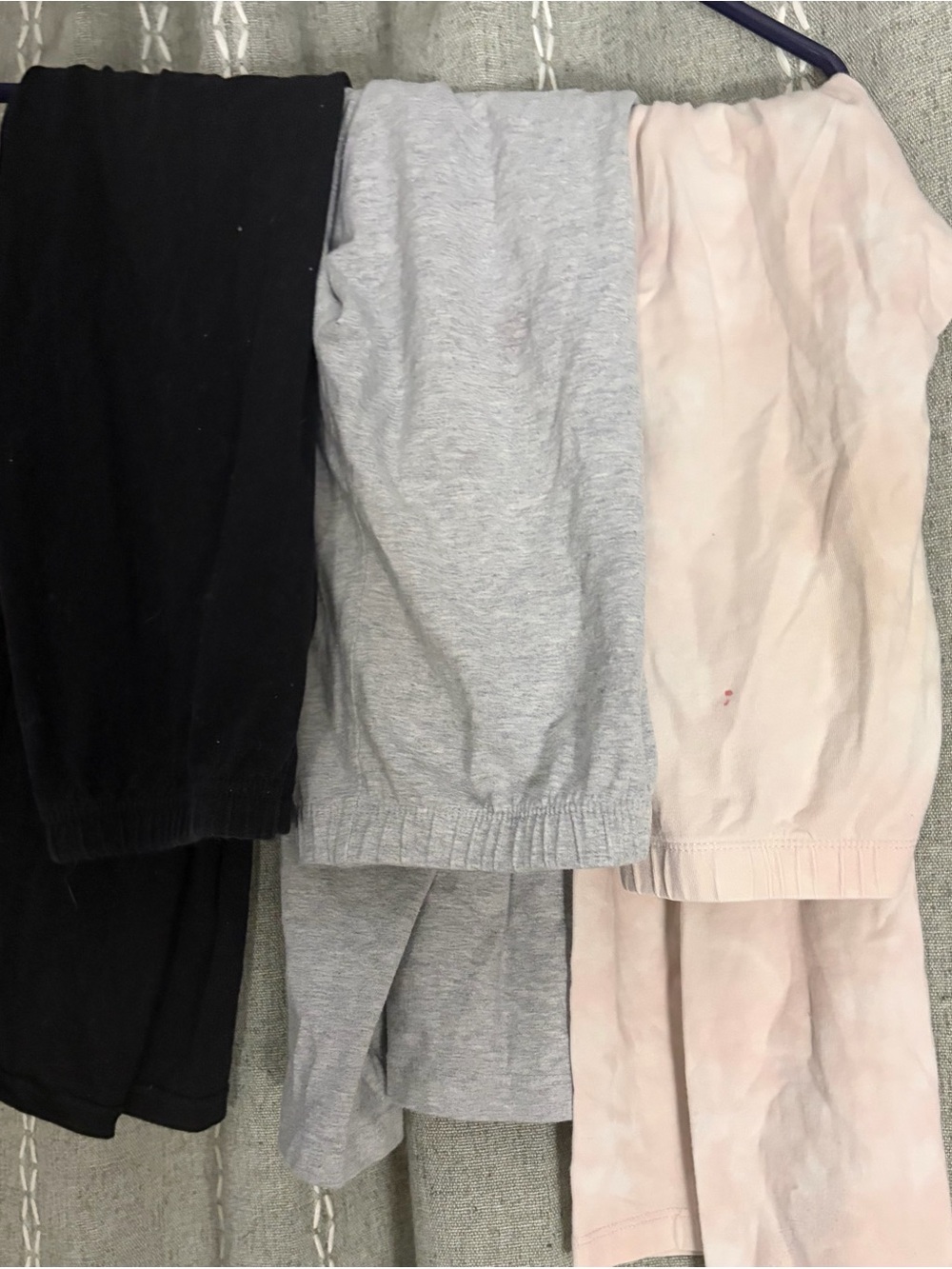 Kids Cotton Stretch Leggings - Black, Gray & Light Pink